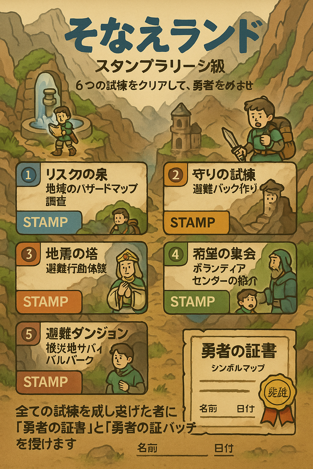 そなえランド スタンプラリー台紙